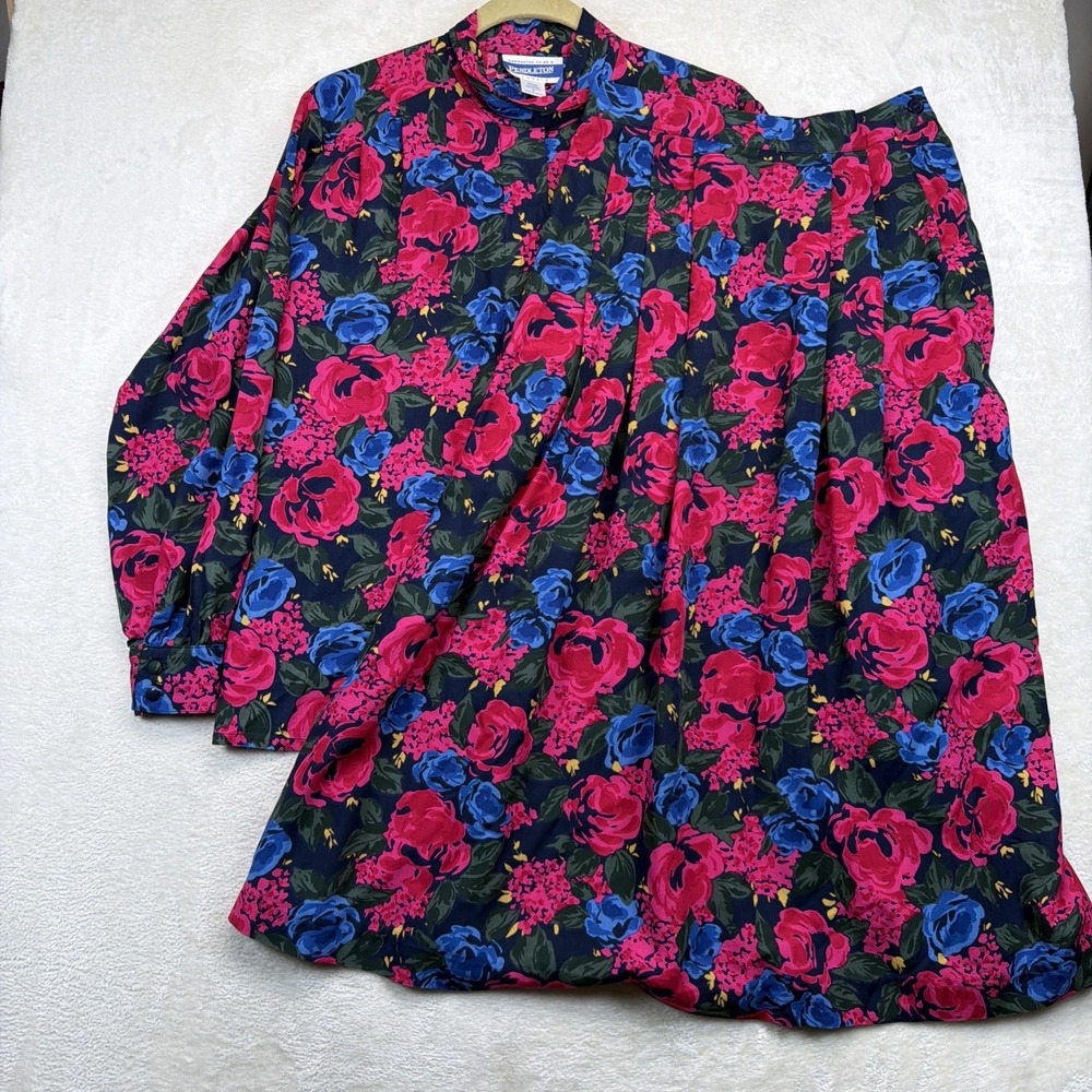Vintage 90s Pendleton Floral Skirt Blouse Set 6 8 Secretary Career Cottagecore